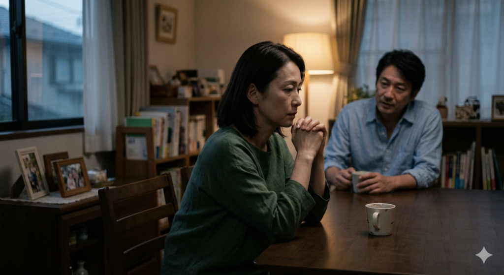 不倫夫の嘘に絶望する妻