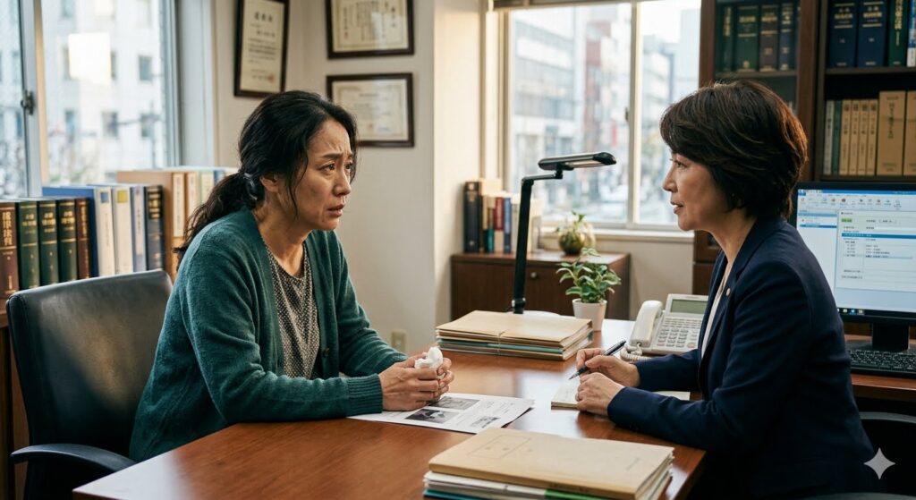 弁護士に相談する妻