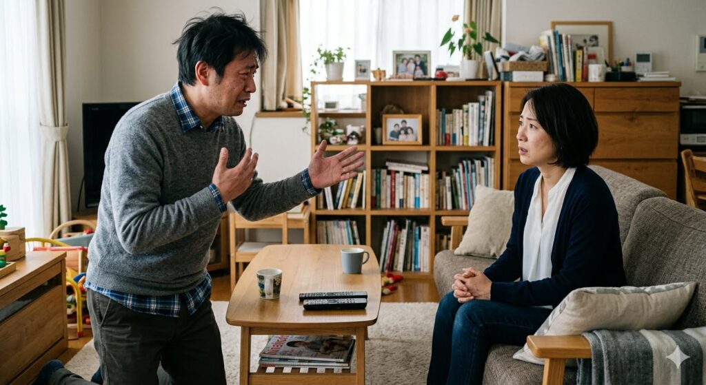 不倫を自白する夫