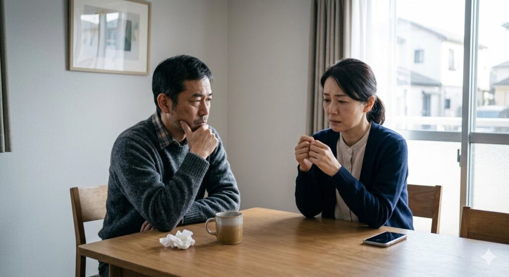 浮気を自白した夫と妻